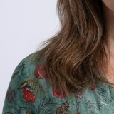 Marina | Florales V-Ausschnitt Maxikleid mit Dreiviertelärmeln