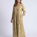 Marina | Florales V-Ausschnitt Maxikleid mit Dreiviertelärmeln