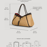 Borsa Mayfair aus Leder und Rafia in Dunkelbraun