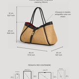 Mayfair Tasche aus schwarzem Leder und Rafia