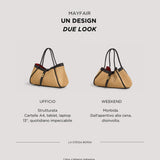 Mayfair Tasche aus schwarzem Leder und Rafia