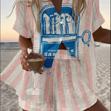 Silava™ | Leinen-Shorts-Set mit Sardinen-Print