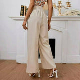 Elegante Einfarbige Weite Hosen