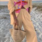 Evalisse™ | Leinen-Set mit pinkem Fisch-Print