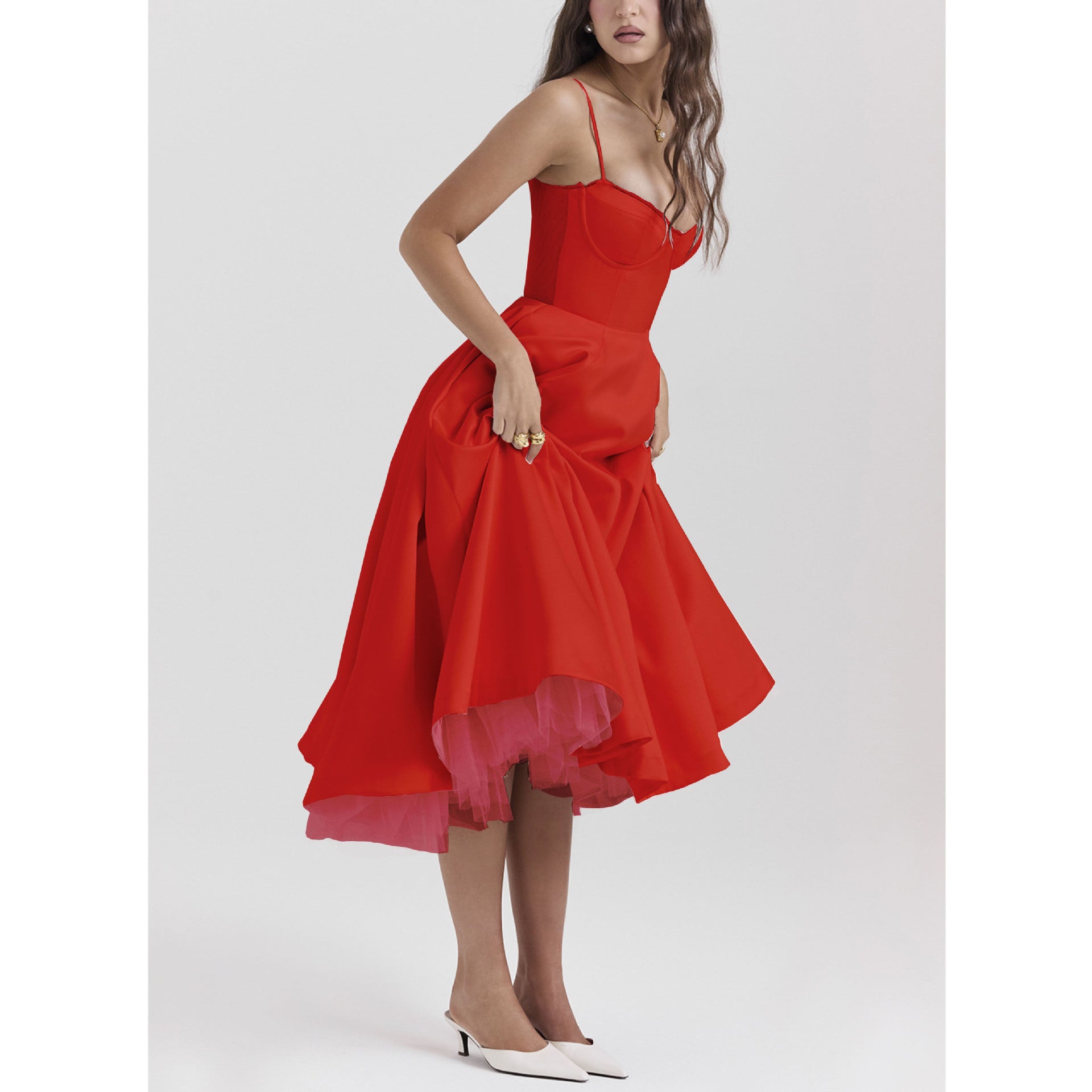 YLIANA | Romantisches Sommer Midi Kleid