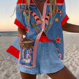 Jorelle™ | Leinen-Shorts-Set mit Ziegen-Print