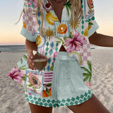 Maevin™ | Leinen-Shorts-Set mit Früchte-Print