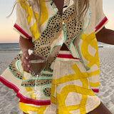 Casima™ | Leinen-Shorts-Set mit Geparden-Print