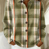 Helene | Olivgrüner karierter Cardigan mit Knöpfen