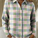 Margot | Pastellfarbener karierter Cardigan mit Knöpfen