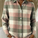 Greta | Pastellfarbener karierter Strickcardigan