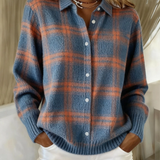 Zarah | Warmer blauer karierter Cardigan