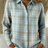 Clara | Himmelblauer karierter Strickcardigan mit Knöpfen