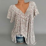 Van Elst Mode® | T-Shirt Flora mit V-Ausschnitt