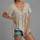 Van Elst Mode® | T-Shirt Flora mit V-Ausschnitt
