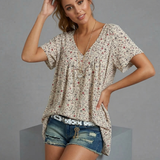 Van Elst Mode® | T-Shirt Flora mit V-Ausschnitt
