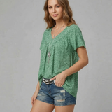 Van Elst Mode® | T-Shirt Flora mit V-Ausschnitt