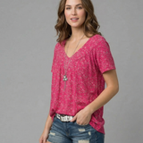 Van Elst Mode® | T-Shirt Flora mit V-Ausschnitt