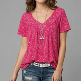 Van Elst Mode® | T-Shirt Flora mit V-Ausschnitt