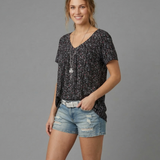 Van Elst Mode® | T-Shirt Flora mit V-Ausschnitt