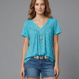 Van Elst Mode® | T-Shirt Flora mit V-Ausschnitt