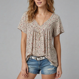 Van Elst Mode® | T-Shirt Flora mit V-Ausschnitt