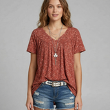 Van Elst Mode® | T-Shirt Flora mit V-Ausschnitt