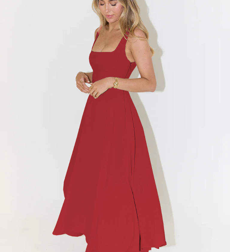 JULIA | Elegantes Midikleid mit eckigem Ausschnitt