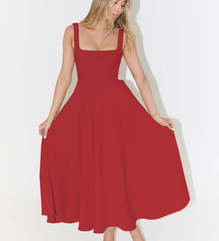 Audrey Kleid mit quadratischem Ausschnitt