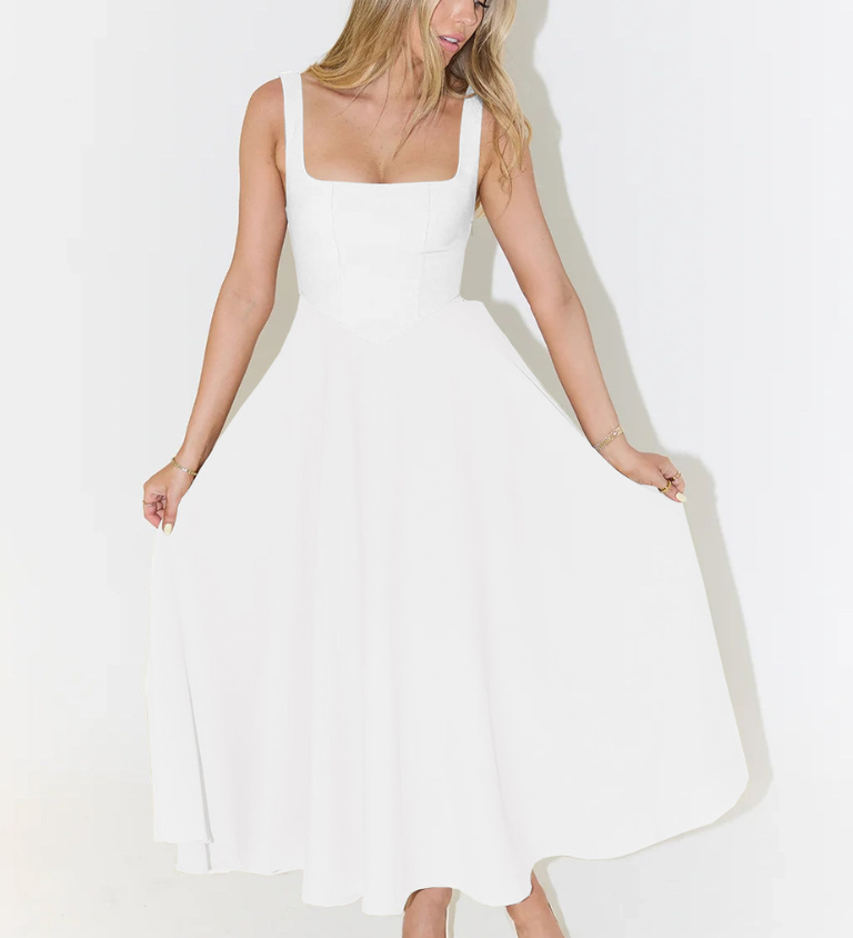 Audrey Kleid mit quadratischem Ausschnitt