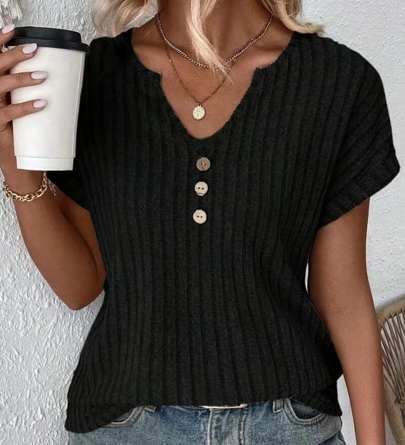 Strick Bluse mit V-Ausschnitt