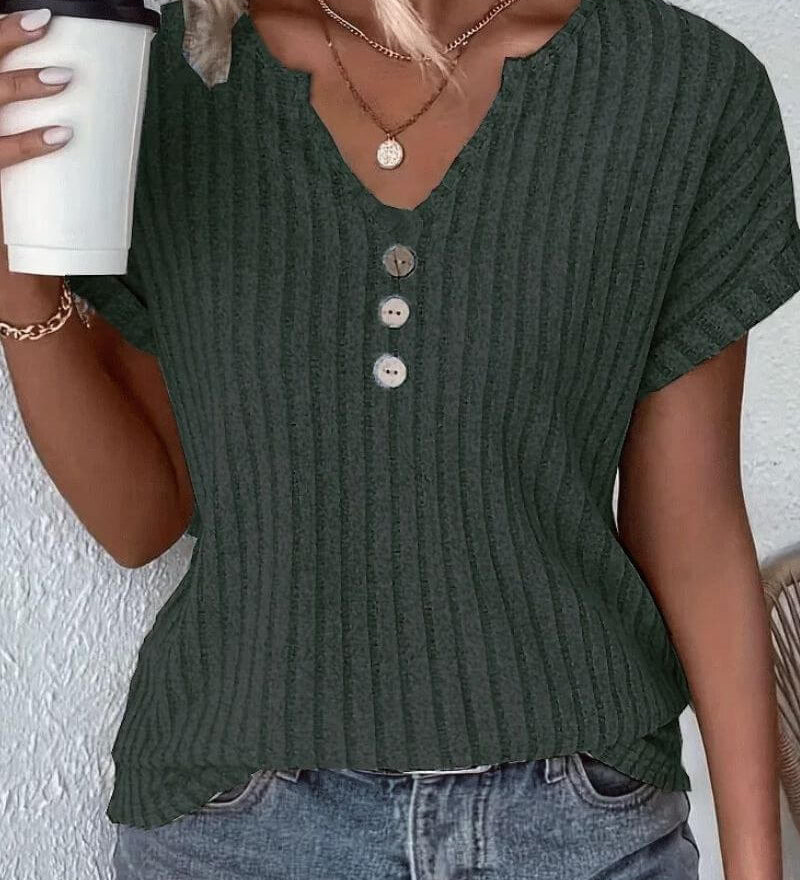 Strick Bluse mit V-Ausschnitt