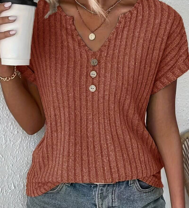 Strick Bluse mit V-Ausschnitt