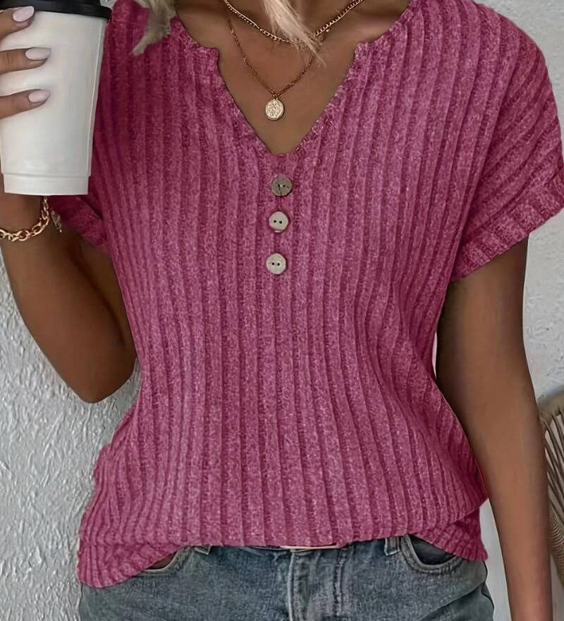 Strick Bluse mit V-Ausschnitt