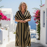 Lina | Kurzärmliges Maxikleid mit V-Ausschnitt