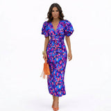 Ibiza Puffärmel Midi Kleid