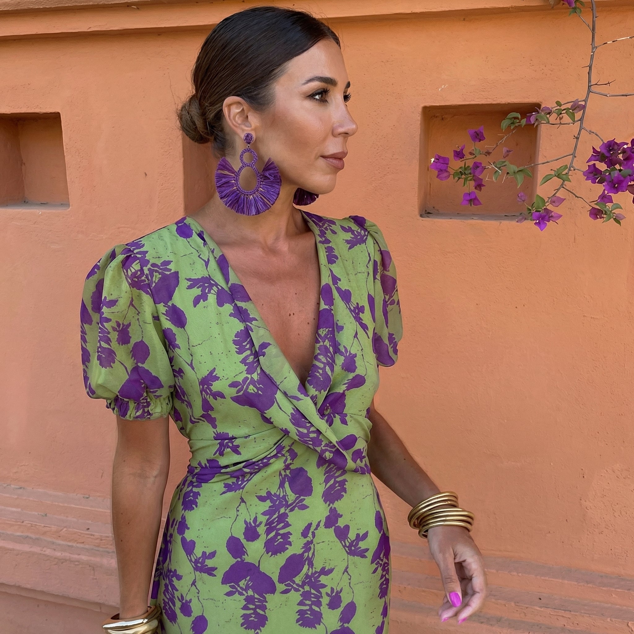 Ibiza Puffärmel Midi Kleid