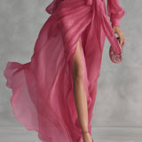 Beatrice | Elegantes Chiffon V-Ausschnitt Kleid mit Bindegürtel