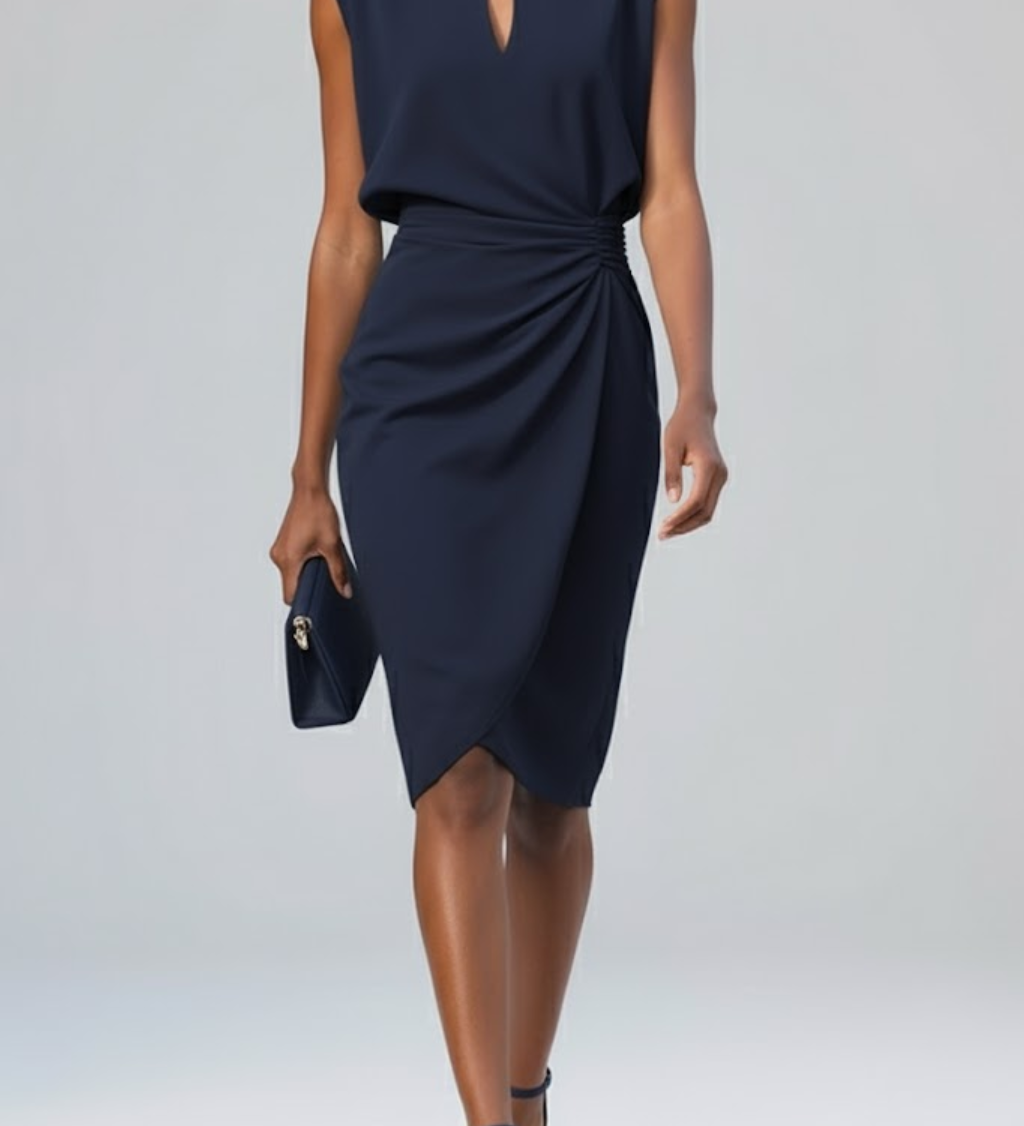 Éloise Drapiertes Midi-Kleid