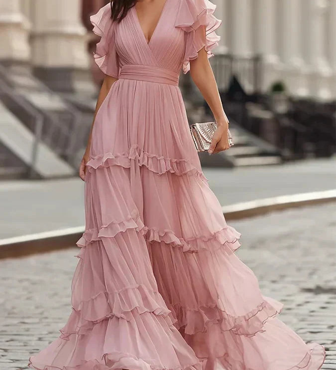 Zoe | Elegantes Maxikleid für die Hochzeit in Hellrosa