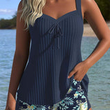 Gestreifter Zweiteiliger Tankini mit passendem Strandhöschen