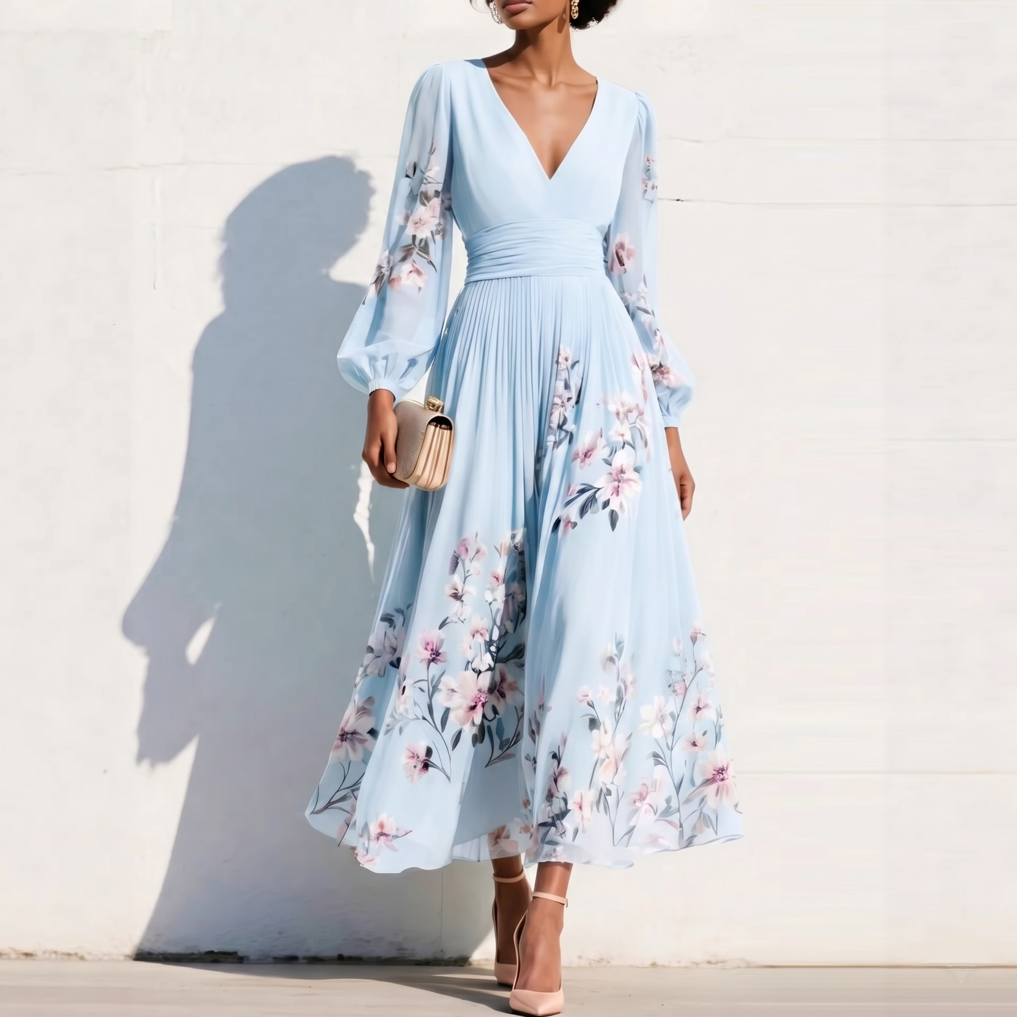 Aurelia Floral Midi Kleid