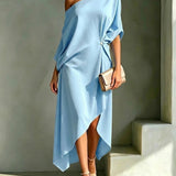 Maëva Ein-Schulter Midi-Kleid