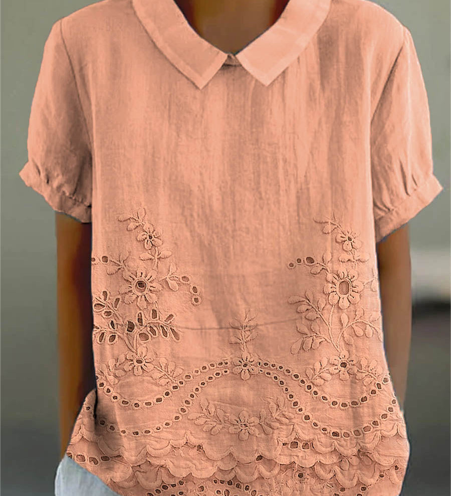 Lily | Floral Besticktes Hemd