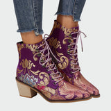 Hannah - Florale Kunstleder-Stiefeletten