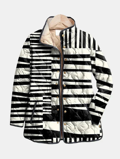 Miren | Schwarze und Weiße Abstract Steppjacke