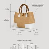 Borsa Bamboo Babe aus weißem Leder und Rafia