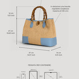 Bamboo Babe Tasche aus Leder und Rafia Denim
