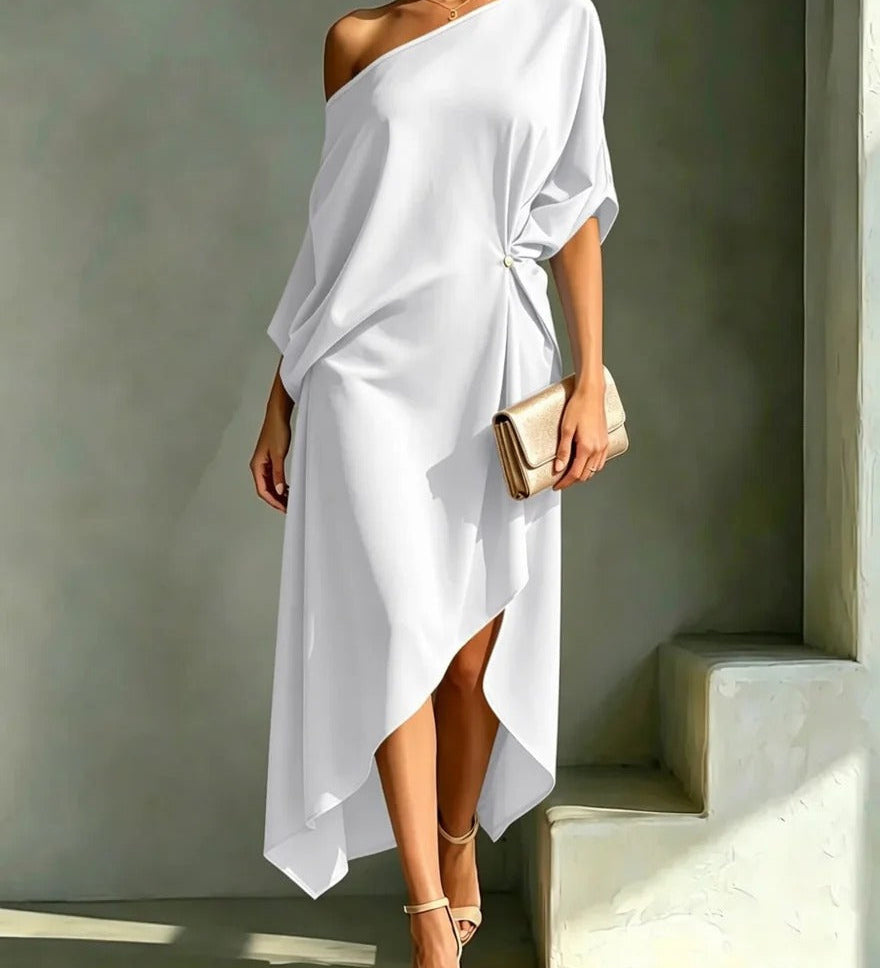 Maëva Ein-Schulter Midi-Kleid
