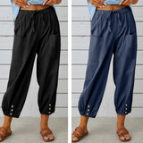 Weite Damenhose aus Baumwolle und Leinen
